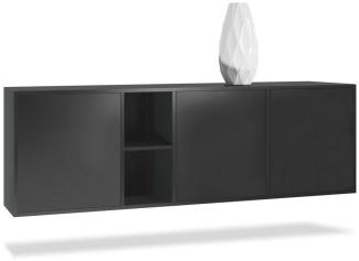 Vladon Kommode Cuba - Schwarz matt/Schwarz matt - Modernes Sideboard für Ihr Wohnbereich - (BxHxT) 182 x 53 x 35 cm