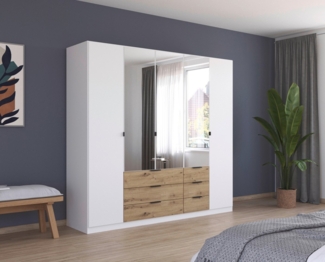 rauch Drehtürenschrank Kleiderschrank Schrank Garderobe Schlafzimmerschrank DAVOA mit farblich abgesetzten Schubkästen in Eiche Artisan MADE IN GERMANY