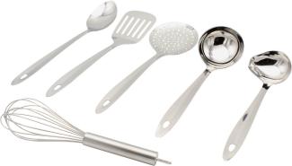 Krüger Kochbesteck-Set (Set, 6-tlg, Gemüselöffel, Saucenlöffel, Schaumlöffel, Schneebesen, Schöpflöffel, Wender), aus rostfreiem Edelstahl