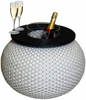 COOTAB Cooler Table MILANO Beistelltisch mit Acryl-Kühler - Champagner/Schwarz
