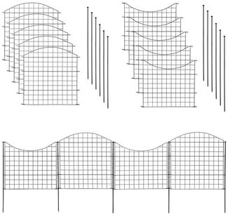 Teichzaun Set Zaunset Zaun 10 Elemente Steckzaun Gartenzaun Rundbögen Anthrazit