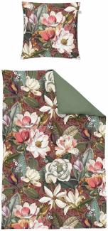 Irisette Juwel Mako-Satin Bettwäsche 155x220 Blüten Magnolie Wende grau 8842-60