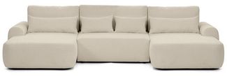 Beautysofa Ecksofa Oliver U-Form mit Schlaffunktion & Bettkasten, Großes Sofa mit Bouclé Stoff QUELLE, 6 Farben, Breite: 355 cm