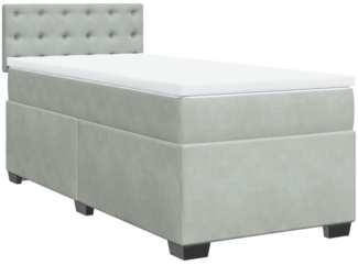 vidaXL Boxspringbett mit Matratze Hellgrau 80x200 cm Samt 3286174