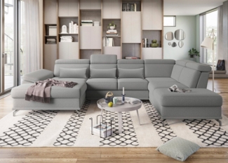 sit&more Wohnlandschaft Cabrio U-Form, mit Sitztiefenverstellung, Arm- und Kopfteilverstellung, 3 Nierenkissen, Federkern, optional Bettfunktion und Stauraum