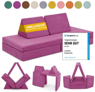 Linodino Kindersofa Spielsofa I aus Schaumstoff Bausteine I Spielcouch für Kinder, Wasserfeste Unterbezüge, Waschbare Chenille Bezüge 30°