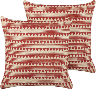 Kissen 2er Set Geometrisches Muster DEGLUPTA Baumwolle 45 x 45 cm Rot