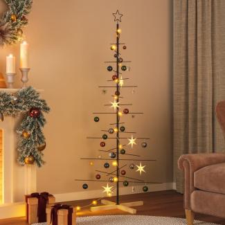 vidaXL Weihnachtsbaum Metall mit Holzständer Schwarz 180 cm 359605