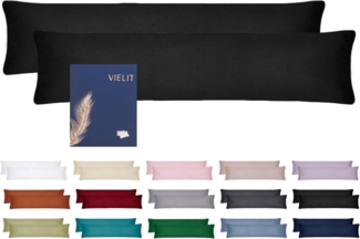 Vielit Seitenschläferkissen Bezug 40x145 cm 2er Set Schwarz Weich