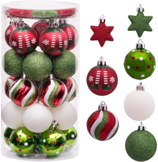 35tlg. Weihnachtskugeln Set 5cm Plastik Christbaumschmuck Deko Rot Grün