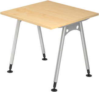 bümö manuell höhenverstellbarer Schreibtisch 80x80 cm in Ahorn - PC Tisch höhenverstellbar & klein, höhenverstellbarer Tisch Büro, kleiner Computertisch verstellbar, A-Serie, AS-08-3
