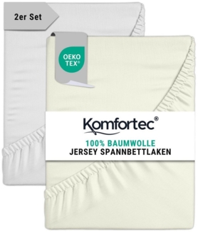 Komfortec Spannbettlaken Jersey Mehrfarbig, 100% Baumwolle, Gummizug: Rundum, (2 Stück), OEKO-TEX® Standard 100 Zertifisiert, für Matratzen bis 25 cm Höhe