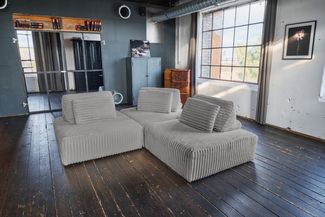 KAWOLA Modulsofa WIOLO SOFT 3 Module 3 Rückenkissen Weicher Breitcord grau 84 x 222 x 222 cm