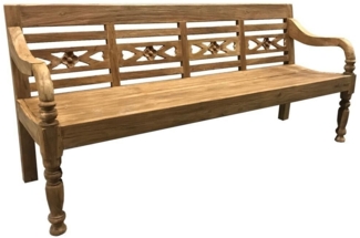 Couchcenter Gartenbank 4 Sitzer Gartenbank Kasar 200 cm Sitzbank Bank Gartenmöbel Garten Teak, 4er Bank Teak Massivholz