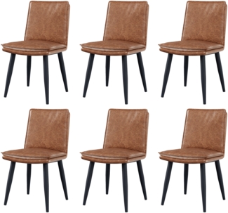 Merax 6 Esszimmerstühle, 6er-Set, PU-Polsterstühle, doppellagige Kissen, bequem und weich, geeignet für Esszimmer, Wohnzimmer, Cafés, braun