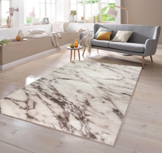 TeppichHome24 Teppich Teppich Marmor Optik in creme beige, rechteckig