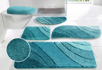 my home Badematte Josie, Badvorleger, Badezimmer Teppich, Höhe 20 mm, rutschhemmend beschichtet, fußbodenheizungsgeeignet, schnell trocknend, strapazierfähig, Polyester, rechteckig, 3-tlg. Stand-WC Set, Badteppich, Badematten, rechteckig, rund & als 3-...