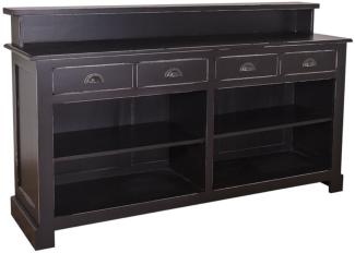 Casa Padrino Landhausstil Barschrank Antik Stil Schwarz 180 x 51 x H. 107 cm - Möbel im Landhausstil