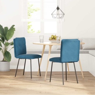 vidaXL Esszimmerstühle 2 Stk. Blau Samt 4101319
