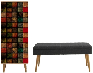 Dmora Eingangsmöbel Podgorica, Moderner Eingang, Wandgarderobe, Multifunktions-Aufbewahrungskonsole, 50x38h135 cm, Eiche und Anthrazit