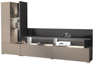 Lomadox Wohnwand SELCE-83, in beige mit anthrazit, 270 cm breit ink. LED Beleuchtung