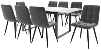 REDOM Esstisch Teleskoptisch,Esszimmer-Set (Essgruppe (Set), Ausziehbarer Esstisch mit 8 Samt-Stühlen, 9-St, 140/180x80x75cm)