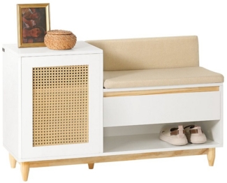 SoBuy Schuhbank FSR128, mit Gitteroptik Sitzbank mit Stauraum Schuhtruhe Sitzkommode