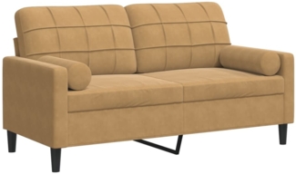 vidaXL 2-Sitzer-Sofa mit Zierkissen Braun 140 cm Samt 3278226