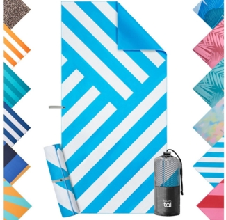 Blumtal Reisehandtuch Strandhandtuch 90x180 cm aus Mikrofaser - kompakt & schnelltrocknend, sandfrei mit Band - Mikrofaser Handtuch groß mit Wellen-Muster