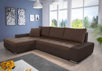 Ecksofa mit Schlaffunktion Faris - Couch mit Bettkasten, Big Sofa, Sofagarnitur, Couchgarniitur, Polsterecke (Braun + Braun (Madryt 128 + Inari 24), Ecksofa Links)