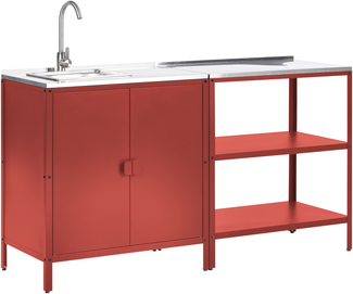 Outdoor-Küche 2er Set mit Spüle VILAMA Metall Rot