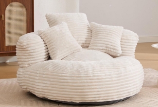 LVHOM Sitzsack 108x108x52cm Chenille Premium Sofa mit 3 extra Kopfkissen (Kuschelig & Atmungsaktiv, Einzelsitzer-Lounge, komplett komprimiert geliefert. Perfekt für Ruhe, Lesen, Gaming & Nickerchen. Ideal für Wohnzimmer, Schlafzimmer, Spielzimmer & Off...