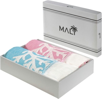 Delindo Lifestyle Hamamtuch Mali, 2er Set, 100x180, rosa blau, Strandtuch, Geschenkbox, Baumwolle (2er-Set)