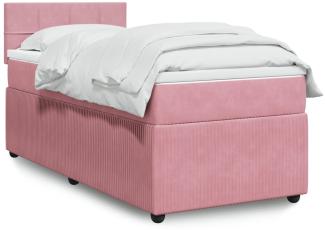 vidaXL Boxspringbett mit Matratze Rosa 90x200 cm Samt 3289955