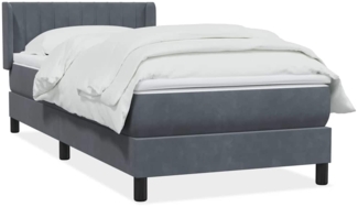 vidaXL Boxspringbett mit Matratze Dunkelgrau 80x210 cm Samt 3318262