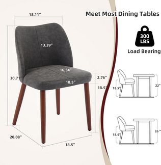 GarveeMore Esszimmerstuhl 2er-Set,Leinen gepolsterter Esszimmerstuhl mit Holzbeinen,Ohrensessel, Küchenstühle mit dicken Kissen für Esszimmer, Wohnzimmer