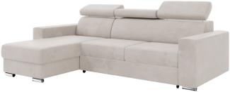 Meblini 'Voss' Schlafcouch mit Bettkasten, Samtstoff, 242 x 168 x 79 cm, Beige, Links