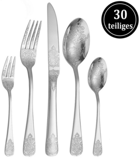 Auledio Besteck-Set 30-teiliges Besteckset, 6 Personen Edelstahl-Besteckset, (30-tlg), 6 Personen, Besteck-set geeignet für Familie, Restaurant und Partys