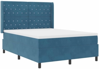 vidaXL LED Boxspringbett mit Matratze Argyle Blau 160x200 cm Samt 3343824