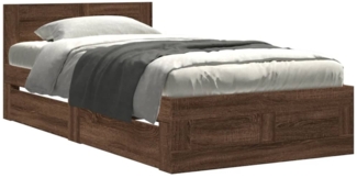 vidaXL Bettgestell mit Kopfteil Braun Eiche 75x190 cm Holzwerkstoff 3295624