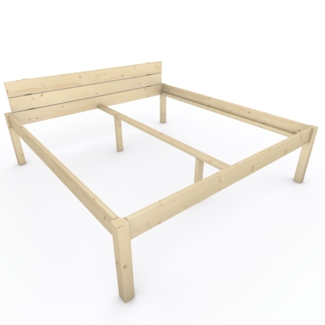 Pfostenbett "metallarm" Fichte Holzbett "Daybett" 200 x 210cm 58cm Doppelbett