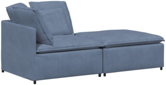 vidaXL Modulares Sofa mit Fußhocker Kissen Cordstoff Blau 3321230