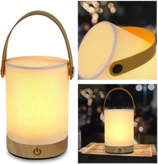 ZMH 2ER Nachttischlampe Touch LED Tischlampe - Dimmbar Geschenk Tischleuchte Kabellos mit USB Batteriebetrieben Akku Modern Tragbare Nachttischleuchte aus Stoff Bettlampe Kinder Schlafzimmer