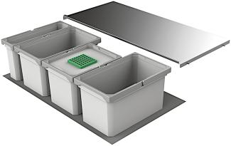 Abfallsorter Cox® Box 235 S/900-3 Bio mit vierfach Trennung für 90 cm Schrankbreite / Abfalleimer / Abfallsammler / Mülleimer