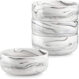 MALACASA Müslischalen 4er Set Porzellan LUNA Marmorgrau 700ml