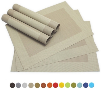 matches21 HOME & HOBBY Platzset Tischsets BORDA 6er Set Beige als Tischuntersetzer, (6-St), Abwaschbare Platzsets als Tischunterlagen für Ess-Tisch Tisch-Deko