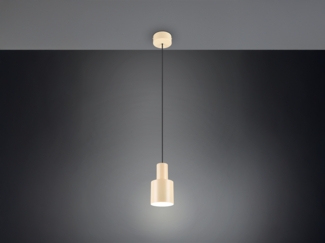 Kleine LED Pendelleuchte mit Metall Lampenschirm Beige, Ø 12cm