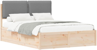 vidaXL Bettgestell mit gepolstertem Kopfteil Hellgrau 140 x 190 cm 3398129