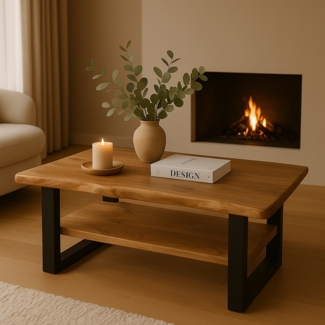 Couchtisch Baumkante 115 x 65 cm Akazie massiv + naturfarben schwarz PATRICK 76384629