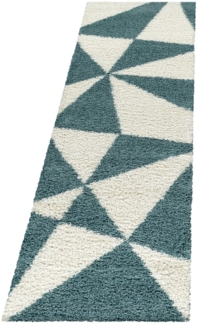 Hochflor Teppich Tarra Läufer - 80x250 cm - Blau